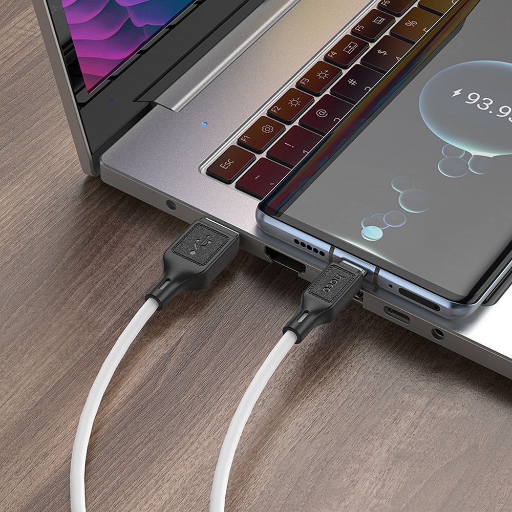 Data- og ladekabel USB-A - USB-C HOCO X90, 60W, 1m, Hvit