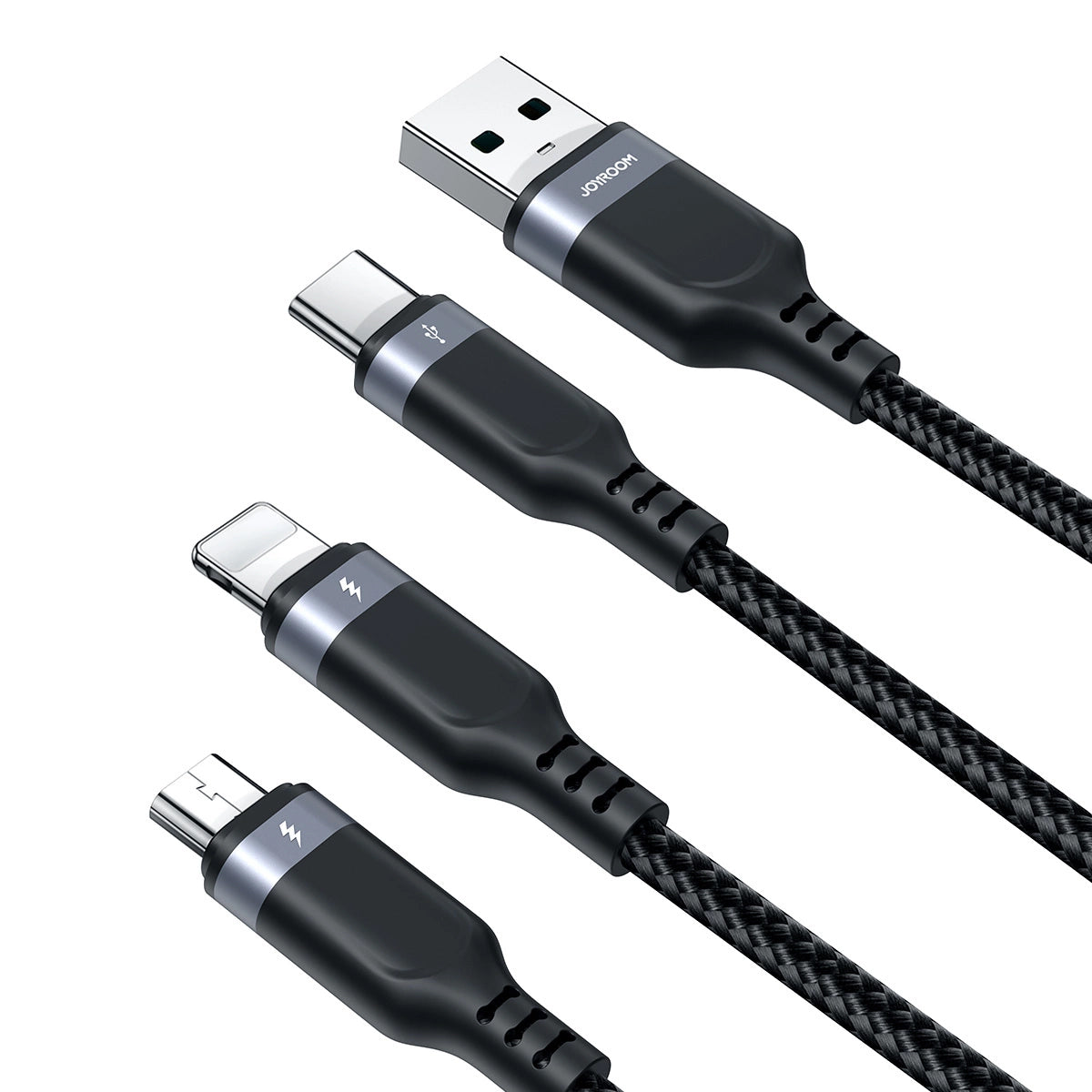 Ladekabel USB-A - Lightning / microUSB / USB-C Joyroom S-A18 3in1, 20W, 0.3m, Svart