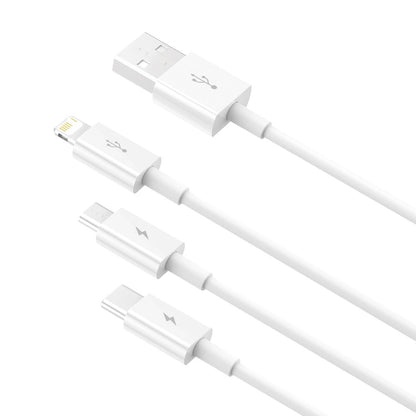 USB-A - Lightning / microUSB / USB-C Baseus Superior 3in1 Series ladekabel, 20W, 1m, Hvit P10320105221-00