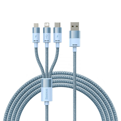 USB-A - Lightning / microUSB / USB-C Baseus StarSpeed 3in1 ladekabel, 20W, 1.2m, Blå CAXS000017