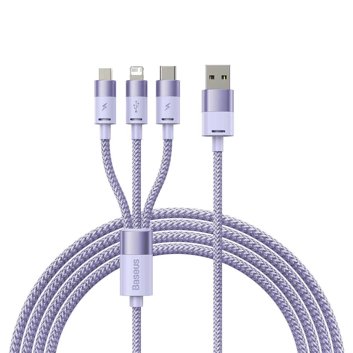 Ladekabel USB-A - Lightning / microUSB / USB-C Baseus StarSpeed 3in1, 20W, 1.2m, Lilla CAXS000005