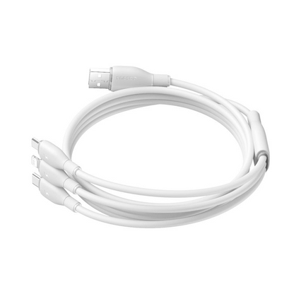 USB-A ladekabel - Lightning / microUSB / USB-C Baseus Ultra Fast 3in1, 18W, 1,3m, hvit P10376303211-00