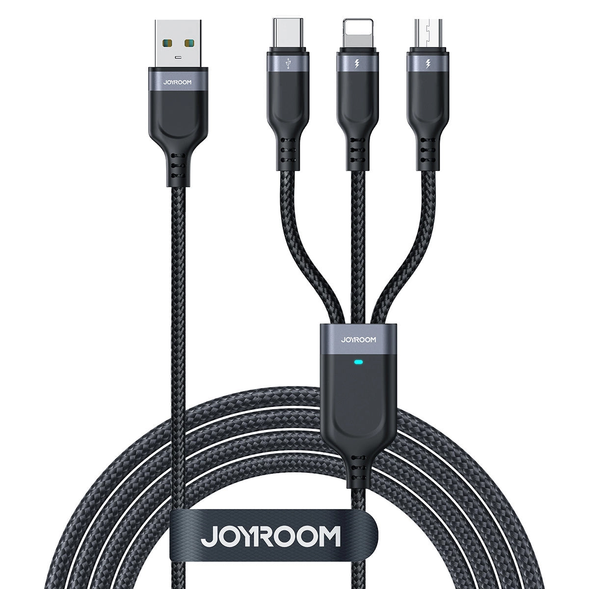 Ladekabel USB-A - Lightning / microUSB / USB-C Joyroom S-A18 3in1, 20W, 0.3m, Svart