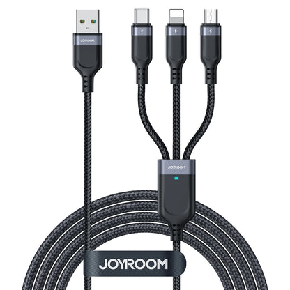 Ladekabel USB-A - Lightning / microUSB / USB-C Joyroom S-A18 3in1, 20W, 0.3m, Svart