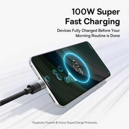 USB-A - Lightning / microUSB / USB-C Baseus StarSpeed ladekabel, 100W, 1.5m, Hvit P10319900211-00