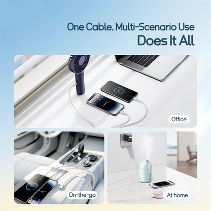 USB-A ladekabel - Lightning / microUSB / USB-C Baseus Ultra Fast 3in1, 18W, 1,3m, hvit P10376303211-00
