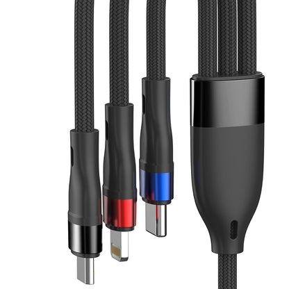 USB-A - Lightning / microUSB / USB-C 3MK Hyper N ladekabel, 18W, 1.2m, Svart