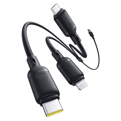 USB-A - Lightning / microUSB / USB-C Baseus Silky 3in1 ladekabel, 100W, 1.5m, Svart P10377705123-00