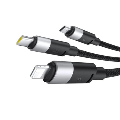 USB-A - Lightning / microUSB / USB-C Baseus StarSpeed 3in1 ladekabel, 100W, 1.5m, Svart P10319900111-01