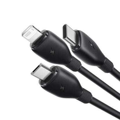 USB-A - Lightning / microUSB / USB-C Baseus Ultra Fast 3in1 ladekabel, 18W, 1.3m, Svart P10376303121-00