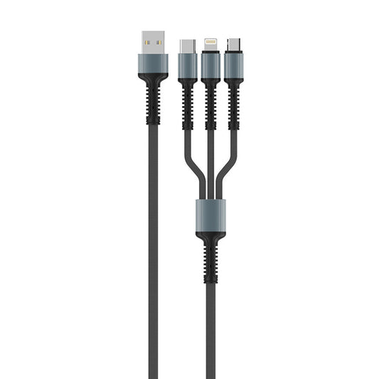 Ladekabel USB-A - Lightning / microUSB / USB-C ColorWay CW-CBU3003, 20W, 1.2m, Grå