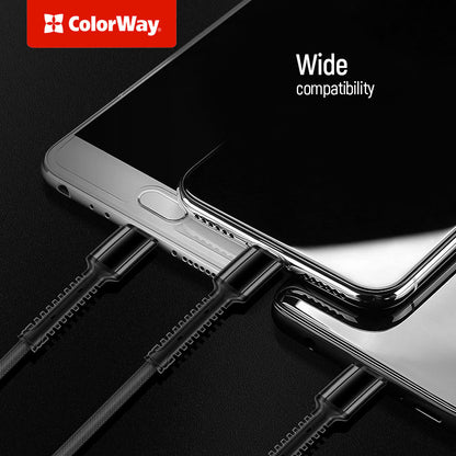 Ladekabel USB-A - Lightning / microUSB / USB-C ColorWay CW-CBU3003, 20W, 1.2m, Grå