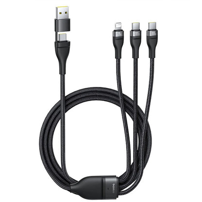 USB-A / USB-C - Lightning / 2 x USB-C Baseus Flash Series III 3in1 ladekabel, 100W, 1.5m, Svart P10377800U01-00