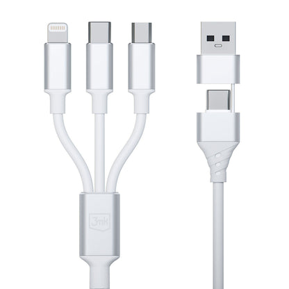 Ladekabel USB-A / USB-C - Lightning / microUSB / USB-C 3MK Hyper 3in1, 12W, 1.5m, Hvit