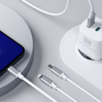 Ladekabel USB-A / USB-C - Lightning / microUSB / USB-C 3MK Hyper 3in1, 12W, 1.5m, Hvit