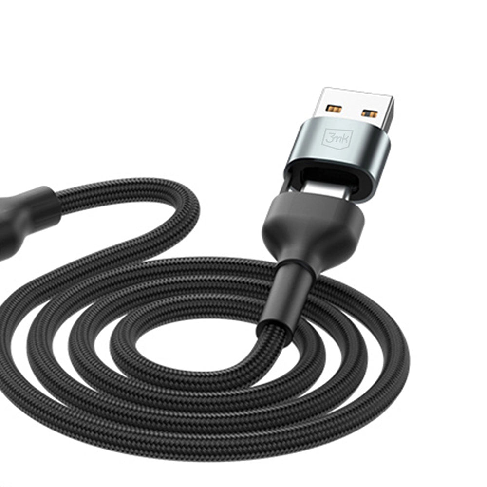 USB-A / USB-C - Lightning / microUSB / USB-C 3MK Hyper N ladekabel, 18W, 1.2m, Svart