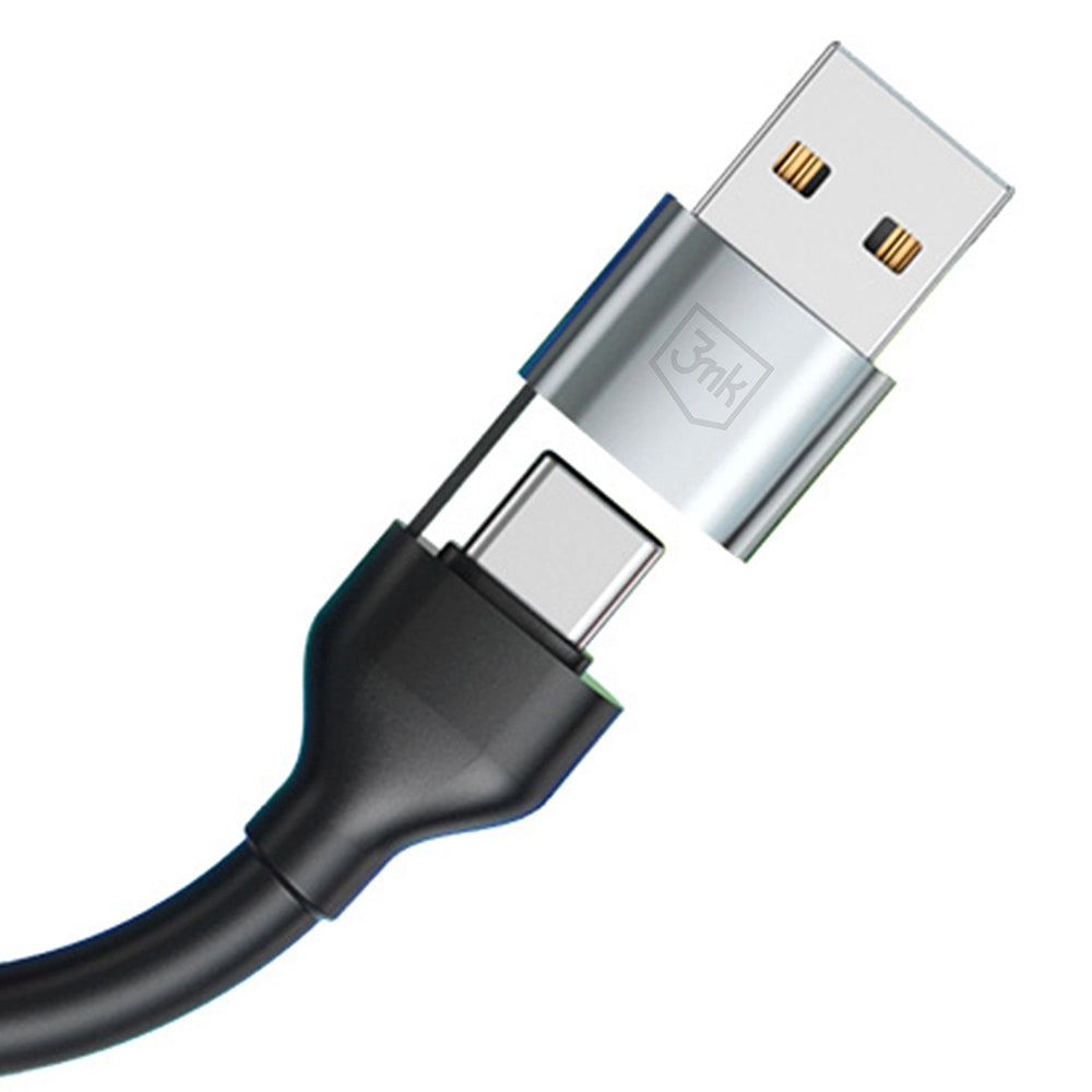 USB-A / USB-C - Lightning / microUSB / USB-C 3MK Hyper N ladekabel, 18W, 1.2m, Svart