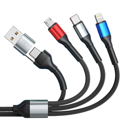 USB-A / USB-C - Lightning / microUSB / USB-C 3MK Hyper N ladekabel, 18W, 1.2m, Svart