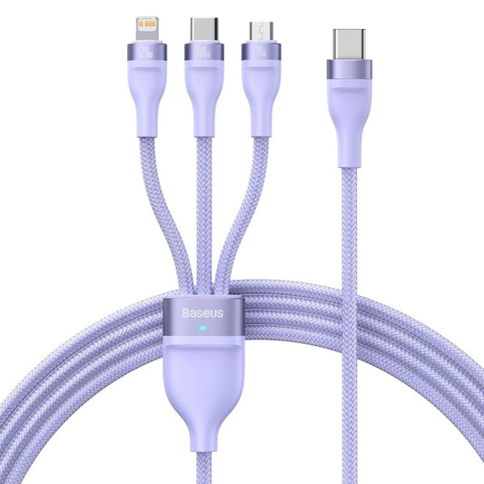 USB-C - Lightning / microUSB / USB-C Baseus Flash Series II 3in1 ladekabel, 100W, 1.5m, Lilla CASS030205