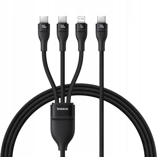 USB-C - Lightning-ladekabel / 2 x USB-C Baseus Flash Series III 3in1, 100W, 1.5m, Svart P10377502111-00