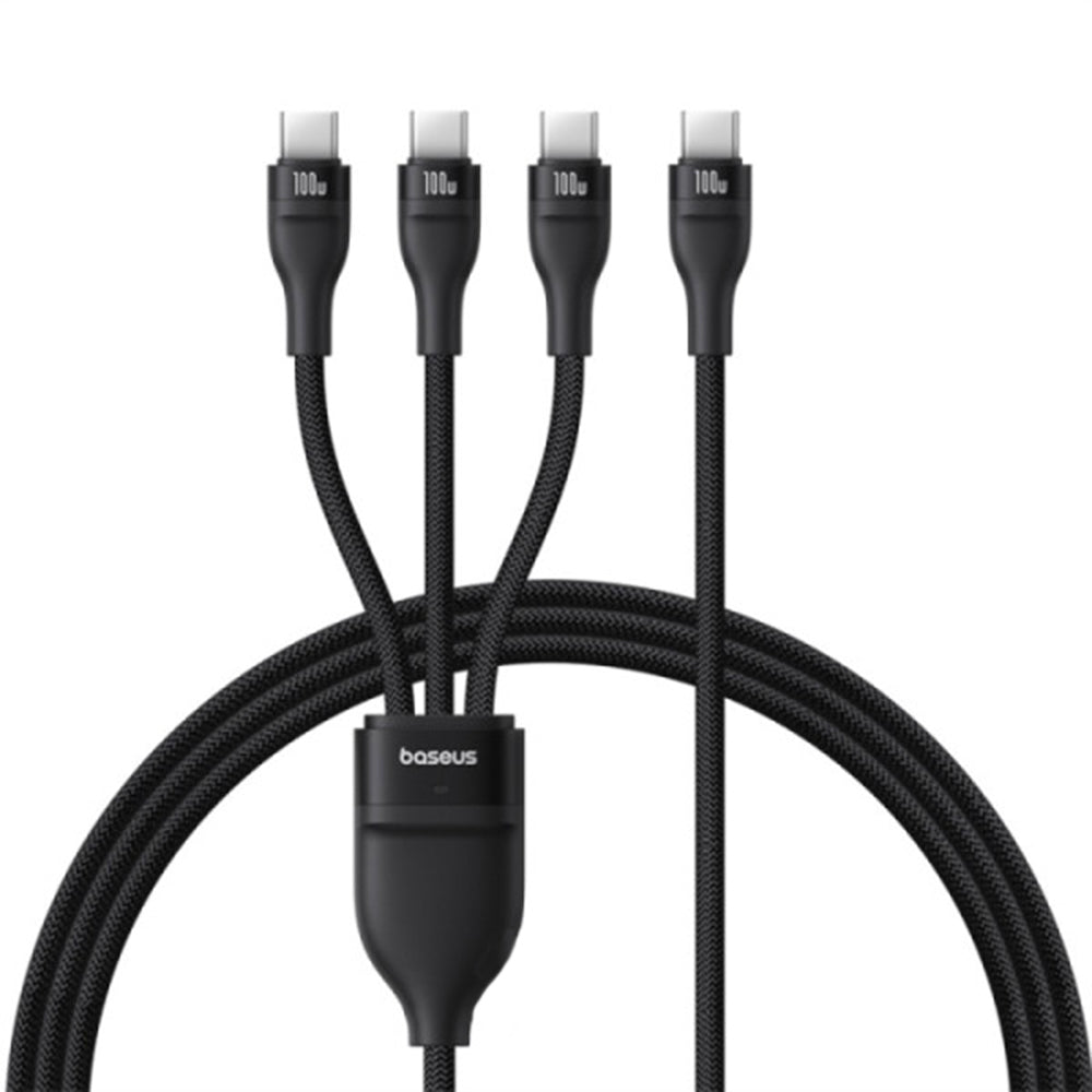 USB-C ladekabel - 3 x USB-C Baseus Flash Series III 3in1, 100W, 1.5m, Svart P10377503111-00