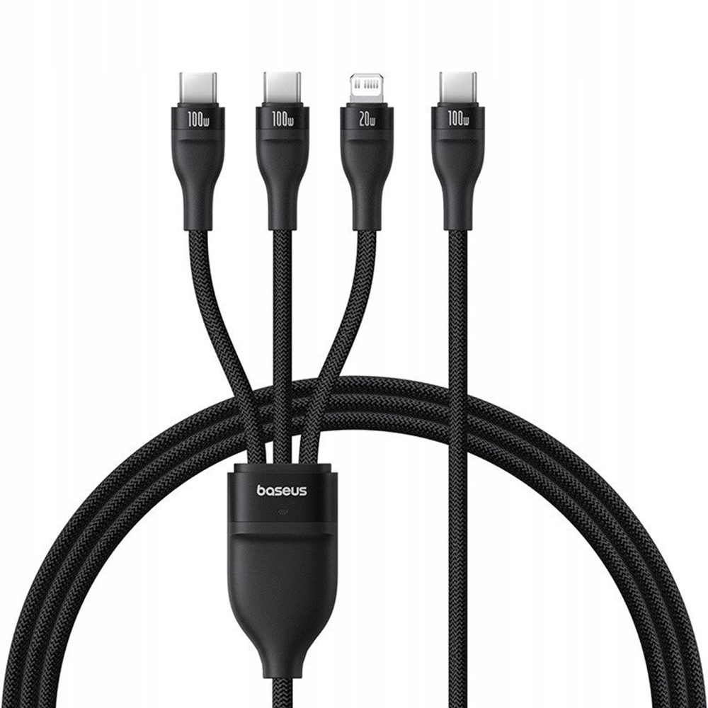 USB-C - Lightning ladekabel / 2 x USB-C Baseus Flash Series III 3in1, 100W, 1,5m, svart, forseglet P10377502111-00