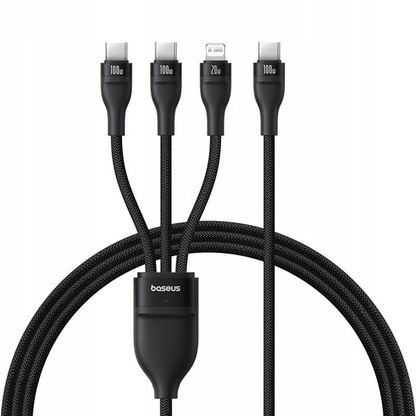 USB-C - Lightning ladekabel / 2 x USB-C Baseus Flash Series III 3in1, 100W, 1,5m, svart, forseglet P10377502111-00
