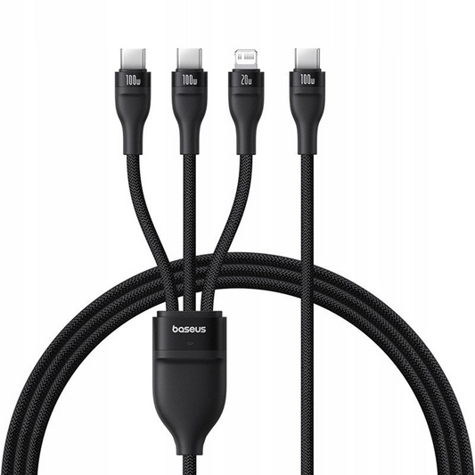 USB-C - Lightning ladekabel / 2 x USB-C Baseus Flash Series III 3in1, 100W, 1,5m, svart, forseglet P10377502111-00