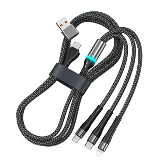 USB-C / USB-A ladekabel - Lightning / microUSB / USB-C OEM B6, 100W, 1,2m, svart
