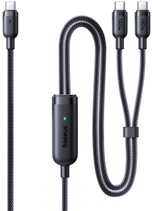 USB-C ladekabel - 2 x USB-C Baseus Flash 4 2in1, 140W, 1,5m, svart E0426X00