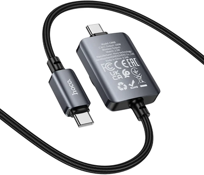 USB-C ladekabel - USB-C HOCO CW66 2in1, 100W, 1,2m, svart