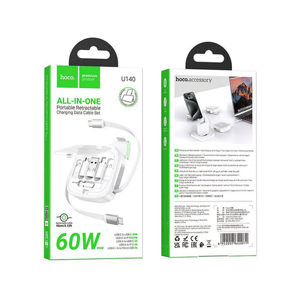 USB-C til USB-C data- og ladekabel HOCO U140, 60W, 0.95m, Hvit