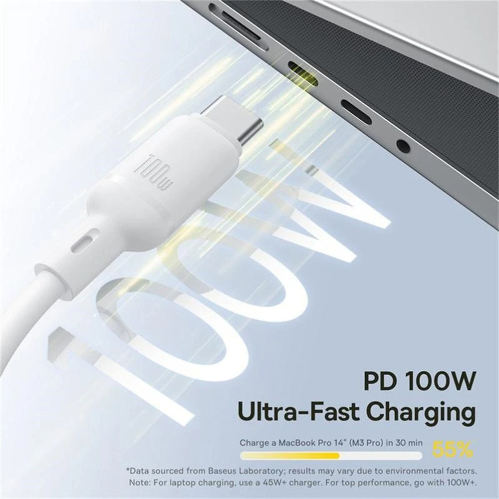 USB-C - Lightning / microUSB / USB-C Baseus Silky 3in1 ladekabel, 100W, 1.5m, Hvit P10377706213-00