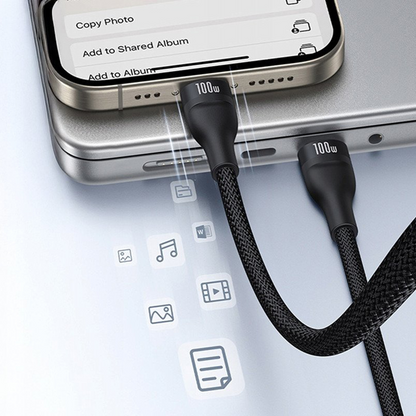 USB-C - Lightning ladekabel / 2 x USB-C Baseus Flash Series III 3in1, 100W, 1,5m, svart, forseglet P10377502111-00