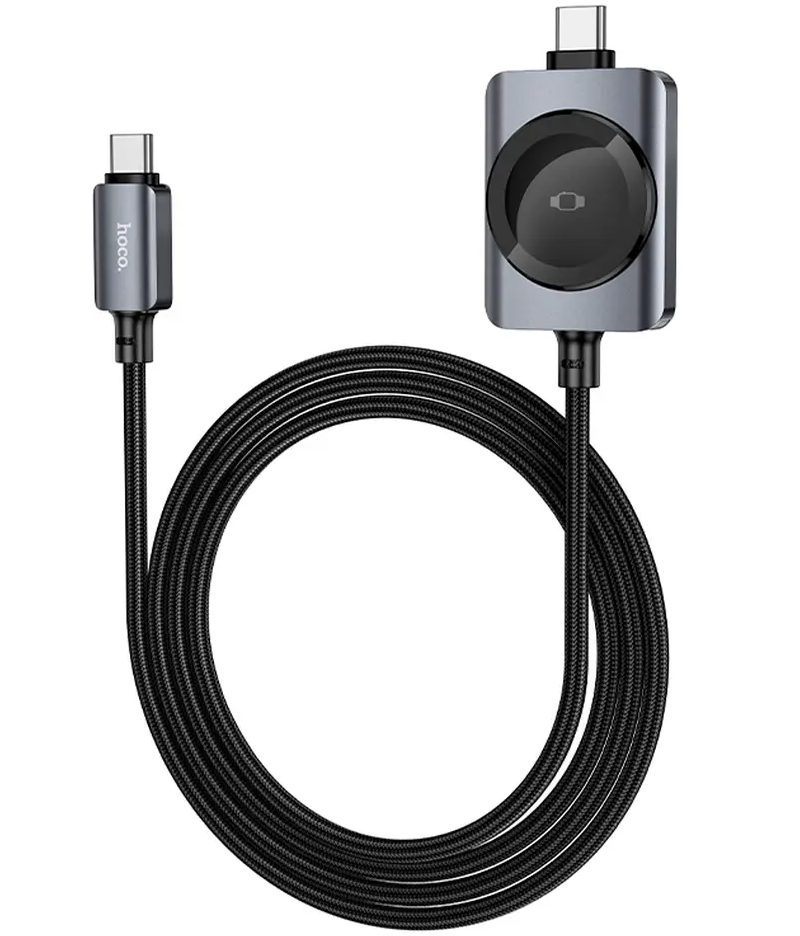 USB-C ladekabel - USB-C HOCO CW66 2in1, 100W, 1,2m, svart