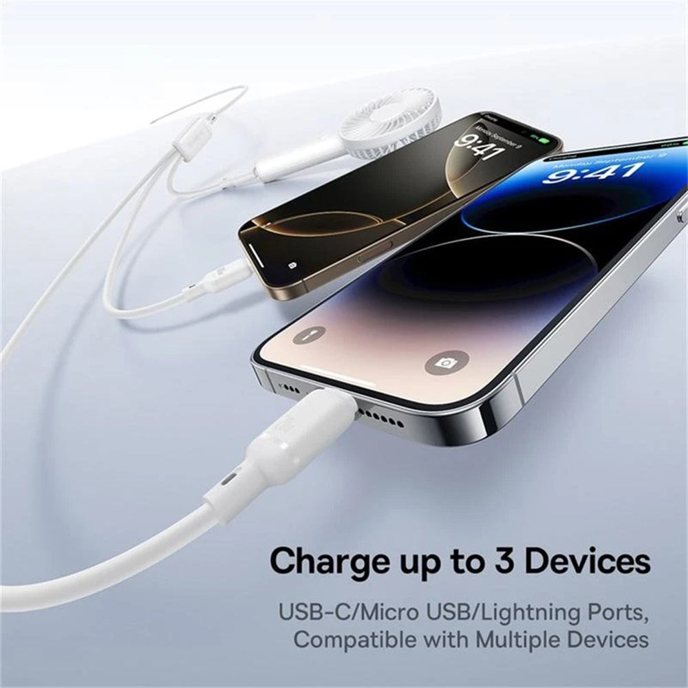 USB-C - Lightning / microUSB / USB-C Baseus Silky 3in1 ladekabel, 100W, 1.5m, Hvit P10377706213-00