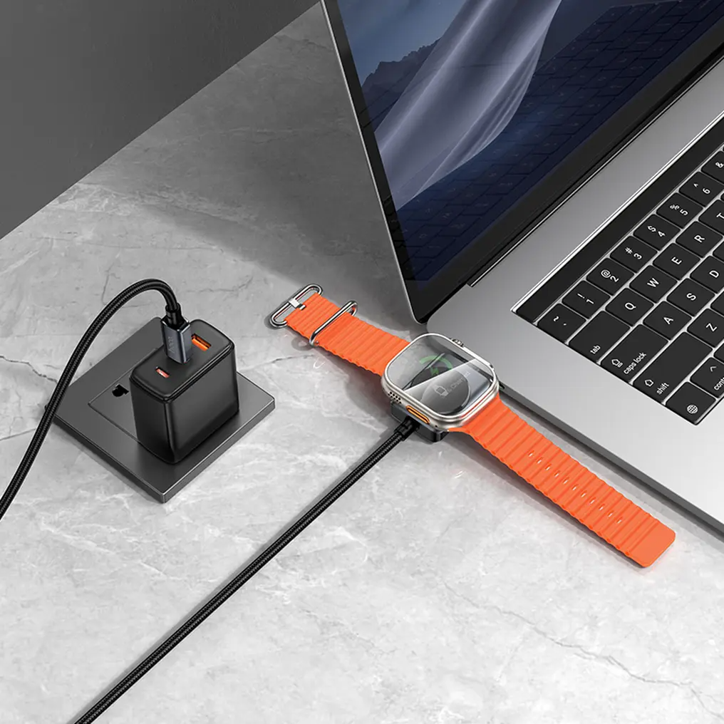 USB-C ladekabel - USB-C HOCO CW66 2in1, 100W, 1,2m, svart