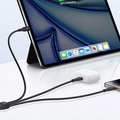 USB-C - Lightning ladekabel / 2 x USB-C Baseus Flash Series III 3in1, 100W, 1,5m, svart, forseglet P10377502111-00
