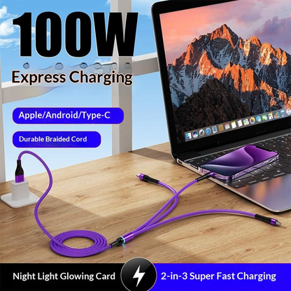 USB-C / USB-A ladekabel - Lightning / microUSB / USB-C OEM B6, 100W, 1,2m, svart