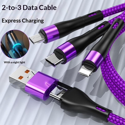 USB-C / USB-A ladekabel - Lightning / microUSB / USB-C OEM B6, 100W, 1,2m, svart