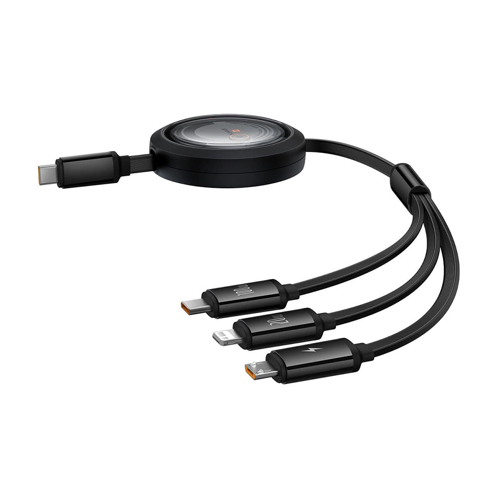 USB-C - Lightning / microUSB / USB-C Baseus Free2Draw Retractable ladekabel, 100W, 1.1m, Svart P10368700111-04