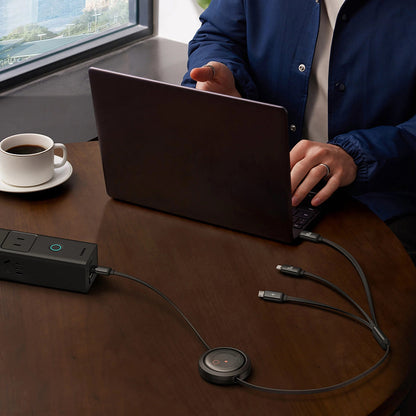 USB-C - Lightning / microUSB / USB-C Baseus Free2Draw Retractable ladekabel, 100W, 1.1m, Svart P10368700111-04