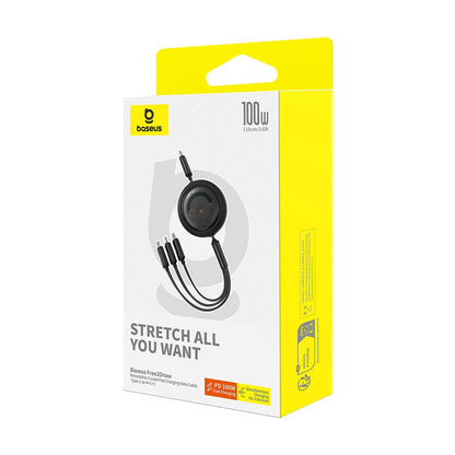 USB-C - Lightning / microUSB / USB-C Baseus Free2Draw Retractable ladekabel, 100W, 1.1m, Svart P10368700111-04