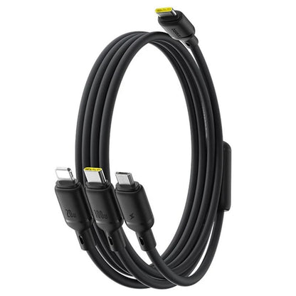 USB-C - Lightning / microUSB / USB-C Baseus Silky 3in1 ladekabel, 100W, 1.5m, Svart P10376303121-01