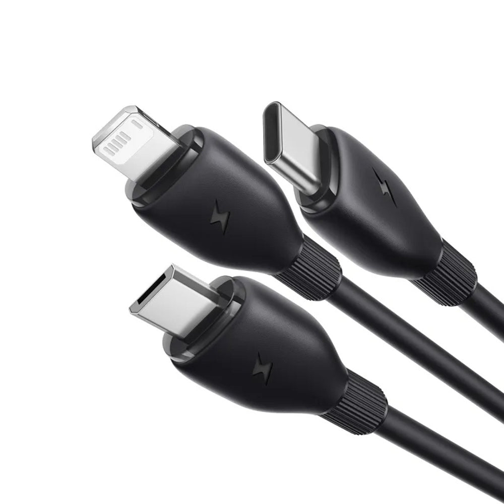 USB-C - Lightning / microUSB / USB-C Baseus Ultra Fast 3in1 ladekabel, 20W, 0.8m, Svart P10377501111-00