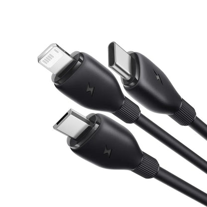 USB-C - Lightning / microUSB / USB-C Baseus Ultra Fast 3in1 ladekabel, 20W, 0.8m, Svart P10377501111-00