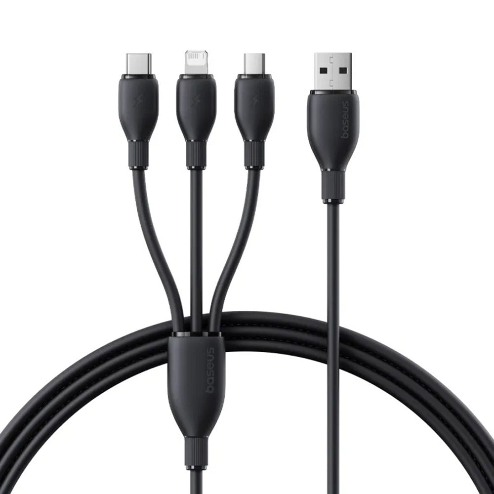 USB-C - Lightning / microUSB / USB-C Baseus Ultra Fast 3in1 ladekabel, 20W, 0.8m, Svart P10377501111-00