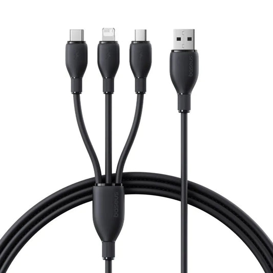 USB-C - Lightning / microUSB / USB-C Baseus Ultra Fast 3in1 ladekabel, 20W, 0.8m, Svart P10377501111-00