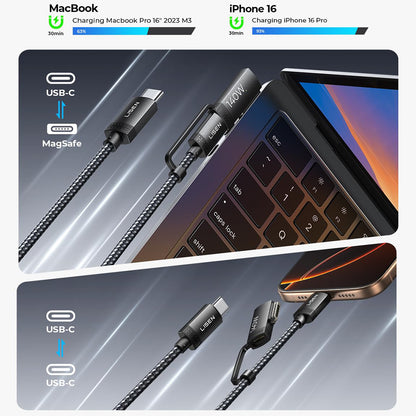 USB-C ladekabel - USB-C / MagSafe 3 Lisen, 140W, 2m, Grå YL0124070021