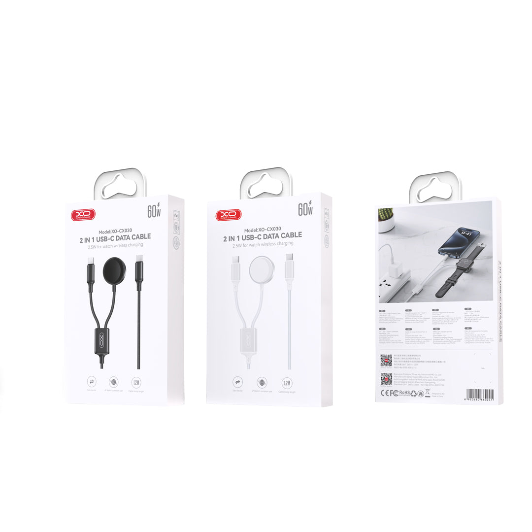 Trådløs Lader XO Design CX030 for Apple Watch Series, USB-C, Hvit